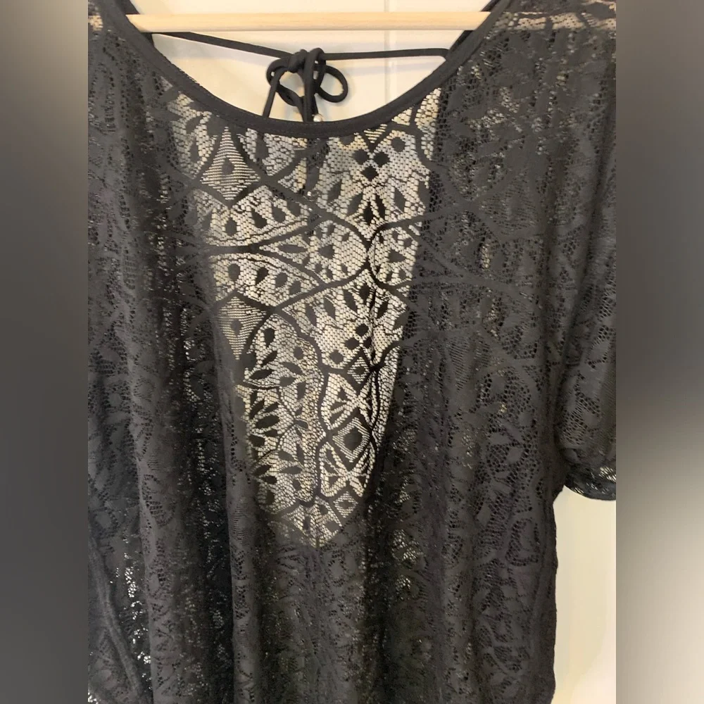 a.n.a Black Crochet Lace Swimsuit Coverup Dress Size Extra Large